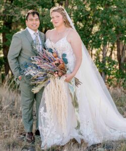 Dustin & Skyler in wedding outfits